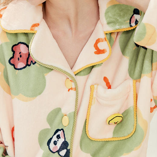 芬腾女士睡衣珊瑚绒秋冬套装加绒加厚布朗熊法兰绒保暖大码家居服 商品图2