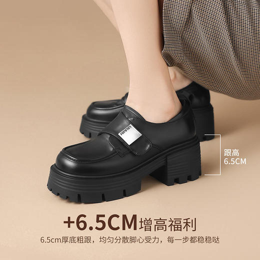 ZHR则则魔术贴厚底乐福鞋2024秋季新款松糕增高jk鞋英伦风小皮鞋 商品图4