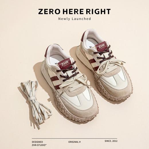 ZHR则则真皮德训鞋女复古休闲运动鞋2024秋季新款拼色厚底板鞋女 商品图7