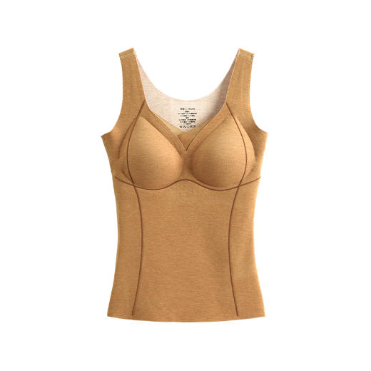 芬腾保暖背心女士带胸垫秋冬季纯色舒适内衣绵羊毛内搭打底衫上衣 商品图4