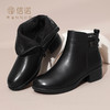 信诺女鞋真皮舒适时装靴子2024新款冬季短靴中老年加绒棉鞋妈妈鞋M615-9D 商品缩略图2
