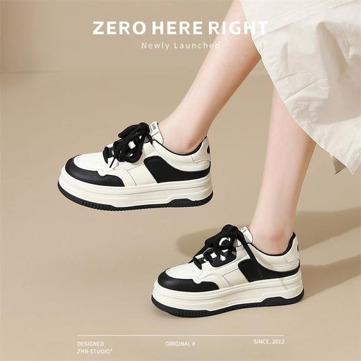 ZHR透气增高厚底板鞋女熊猫鞋2024新款秋季ins百搭休闲鞋女 商品图6