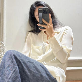 【顺丰包邮】54022 洛诗琳秋季新款简约纯色桑蚕丝通勤叠穿衬衫10623