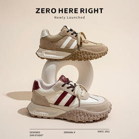 ZHR则则真皮德训鞋女复古休闲运动鞋2024秋季新款拼色厚底板鞋女