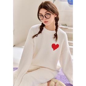 芬腾半边绒女士睡衣秋冬加厚套装新款保暖加绒可外穿珊瑚绒家居服