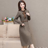 QYMHL-24A6638-Y 假两件厚款连衣裙女2024年春秋季新款木耳边拼结中长款A字裙 商品缩略图1