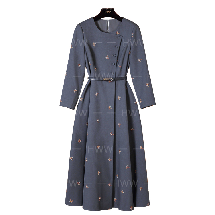 HWW轻奢设计师女装连衣裙优雅气质修身时尚收腰连衣裙DHZFF404349