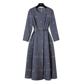 HWW轻奢设计师女装连衣裙优雅气质修身时尚收腰连衣裙DHZFF404349