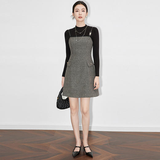 【高货wl】全新升级【铂金会员358/天猫479/差价121】(13748) 洛诗琳秋季名媛小香风套装针织打底吊带毛呢裙两件套 商品图1