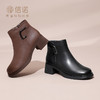信诺真皮英伦厚底短靴女加绒时装女靴子2024冬季新款妈妈棉鞋皮鞋M321-7D 商品缩略图2