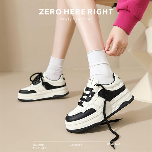 ZHR透气增高厚底板鞋女熊猫鞋2024新款秋季ins百搭休闲鞋女 商品图9