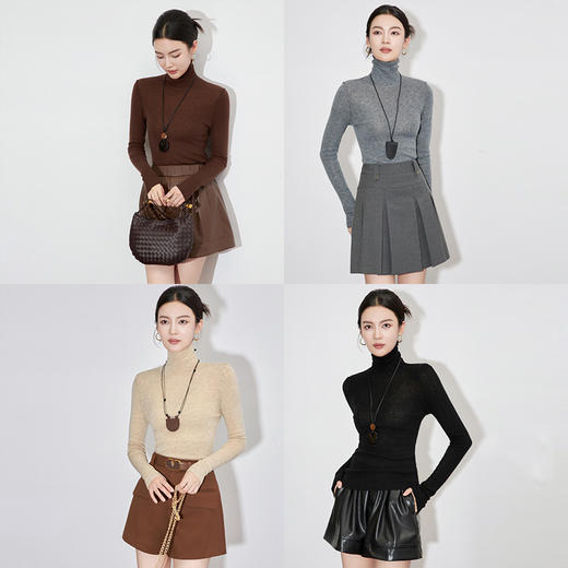 【高货wl】全新升级【铂金会员183/天猫249/差价66】(12845) 洛诗琳秋冬高领亲肤绵羊毛气质针织高领木耳边打底衫上衣 商品图4