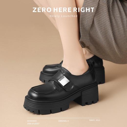 ZHR则则魔术贴厚底乐福鞋2024秋季新款松糕增高jk鞋英伦风小皮鞋 商品图7