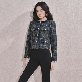 千金小香风粗花呢短外套女24冬轻奢气质高级感女装