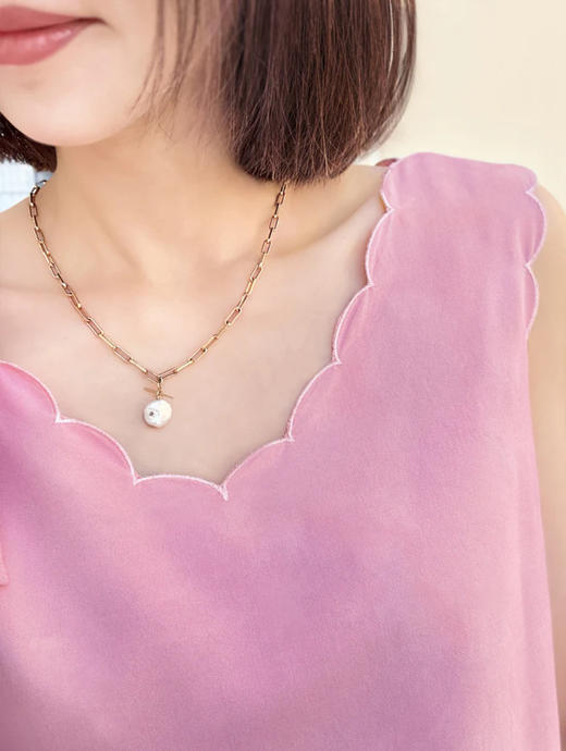 TYNVIE 拆卸蝴蝶结波浪边背心-粉色 商品图4