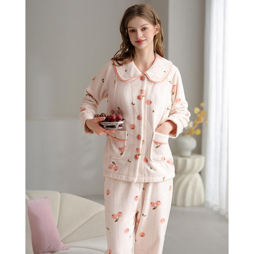 *【芬腾】珊瑚绒月子服秋冬季加厚保暖孕妇睡衣产后喂奶哺乳家居服套装 商品图2