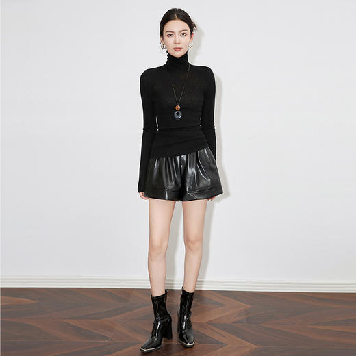 【高货wl】全新升级【铂金会员183/天猫249/差价66】(12845) 洛诗琳秋冬高领亲肤绵羊毛气质针织高领木耳边打底衫上衣 商品图2