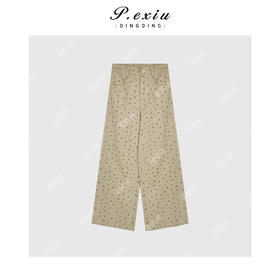 03-3潘依绣丁丁宠粉福利夏季新款草莓印花休闲宽松阔腿直筒牛仔裤W8528