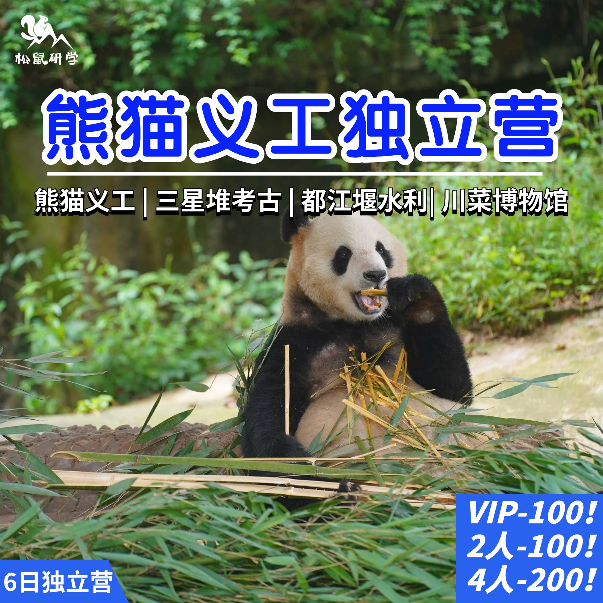 定金【四川6日独立营】成都熊猫义工科考，三星堆考古，奇迹工程都江堰，千年蜀都研学！