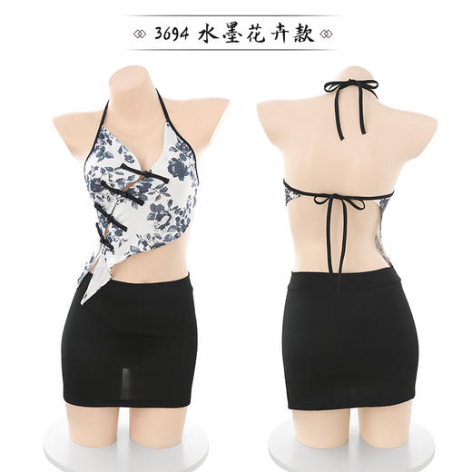 霏慕 情趣性感睡衣水墨烟雨新中式肚兜套装水墨竹枝印花新中式制服诱惑夫妻刺激房事方便高档套装 6394 6395  均码 商品图13