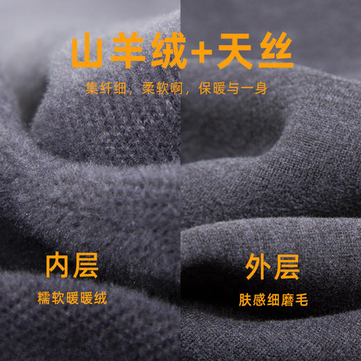【加厚款男女同款保暖内衣】羊绒+天丝 加绒加厚 加倍保暖 双面绒轻暖无负担 经典圆领 商品图1