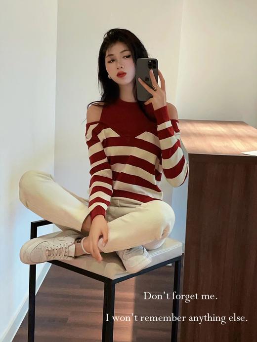 G08320#大条纹针织上衣 商品图0