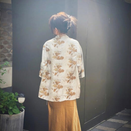 【顺丰包邮】11616 洛诗琳轻奢斜纹绸锻真丝印花新中式宽松衬衫0255 商品图4