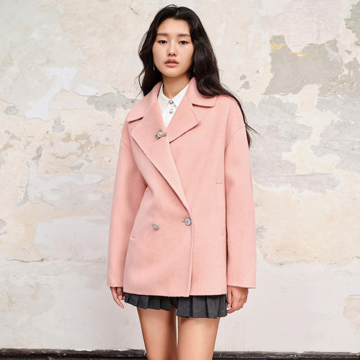 极简廓形双面呢外套大翻领羊毛大衣女 商品图0