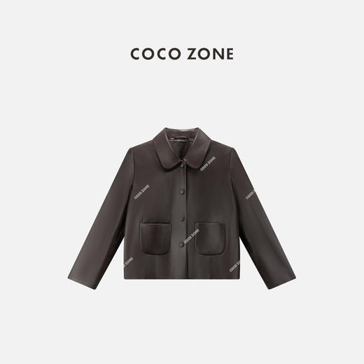 COCO ZONE 设计感简约口袋皮衣气质翻领百搭上衣CC2C1395 商品图0