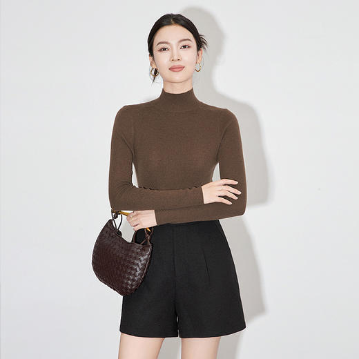 【高货wl】全新升级【铂金会员146/天猫199/差价53】(33200) 洛诗琳纯色百搭半高领绵羊毛针织打底衫修身软糯针织上衣 商品图1