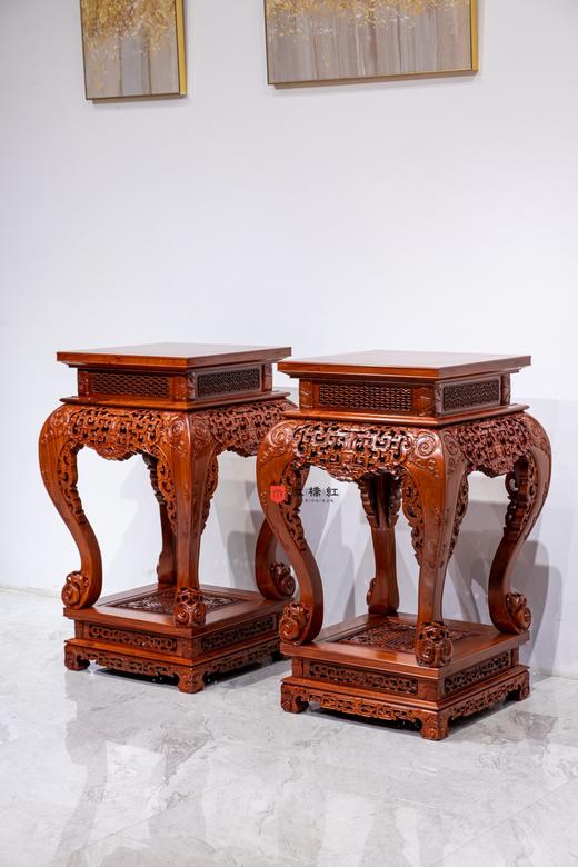 红桥红  家具严选  缅甸花梨（大果紫檀）【115仿乾隆团寿纹 清式大香几】 商品图1