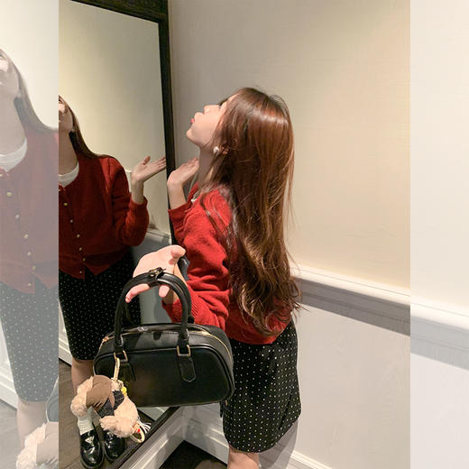 <曾小咸推荐>【复古红色套装毛织开衫半身裙 商品图4