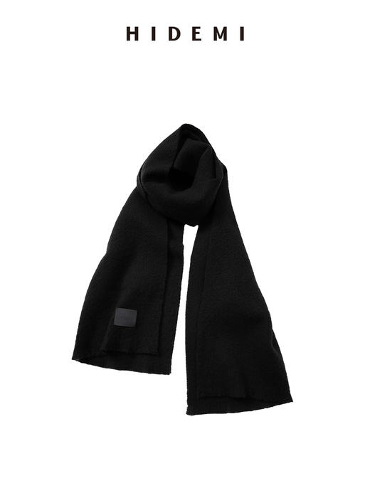 HIDEMI【辛芷蕾同款】进口羊羔绒拉毛做旧感加厚款皮标系列超大围巾披肩 驼色/黑色 商品图0