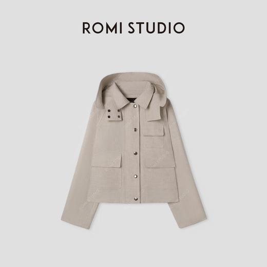 ROMI STUDIO“率性自我”亚麻棉混纺加厚可拆卸连帽外套 441W5049 商品图0