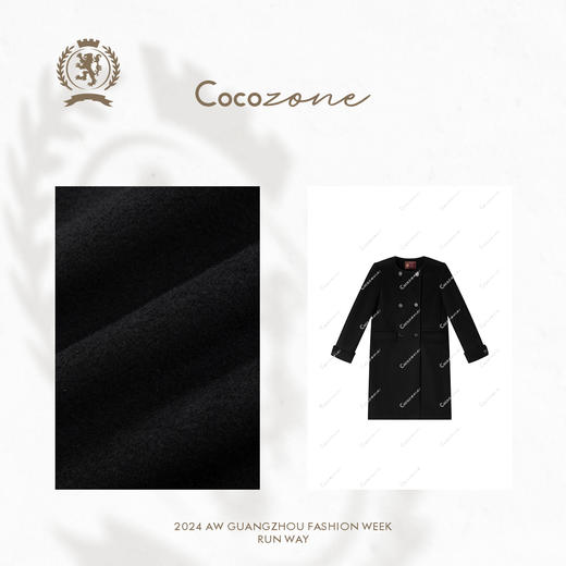 COCO ZONE 100绵羊毛圆领长袖长款毛呢外套CC2C2252 商品图2