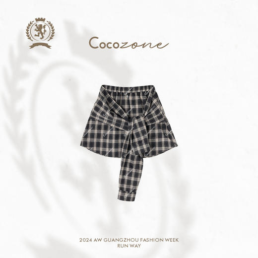 COCO ZONE 设计感格纹显瘦短裙松紧腰撞色半裙CC1C2289 商品图0