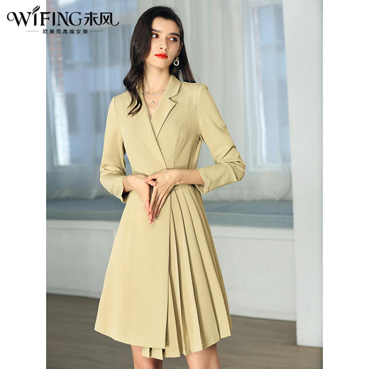 未风黄色西装连衣裙女秋2025年春季新款女装气质时尚收腰减龄裙子 商品图2