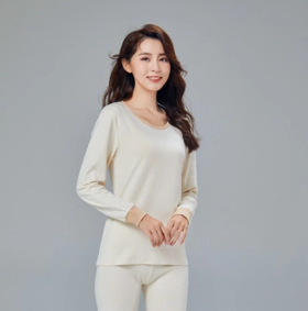 素道女厚秋衣套装长袖秋衣秋裤 有机彩棉圆领打底 舒适柔软 手感细腻【中原仓京东快递发货】