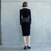 IWY/方领职业气质假两件连衣裙黑色秋季正装显瘦通勤裙子Q1208 商品缩略图4