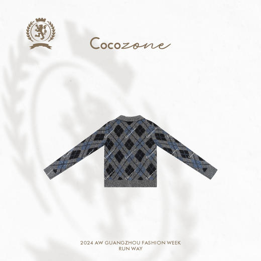 COCO ZONE ”复古老钱“ 菱格polo领针织衫CC1C2266 商品图1