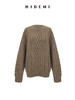 HIDEMI进口澳洲美利奴羊毛粗棒针绞花花针加厚款廓形宽松圆领套头大毛衣 鼠尾草灰绿|复古红棕 商品缩略图9