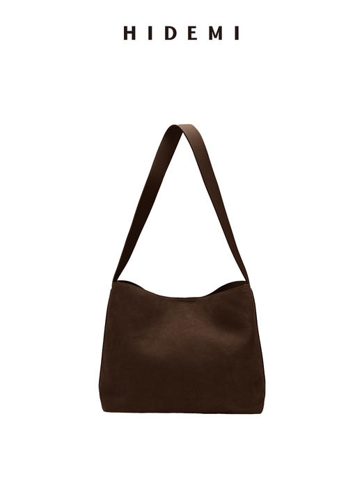 HIDEMI 【辛芷蕾同款】进口麂皮宽肩带可拆卸子母内袋式长肩带多种背法tote托特系列水桶包 小号/大号 芝麻色/深咖啡 商品图14