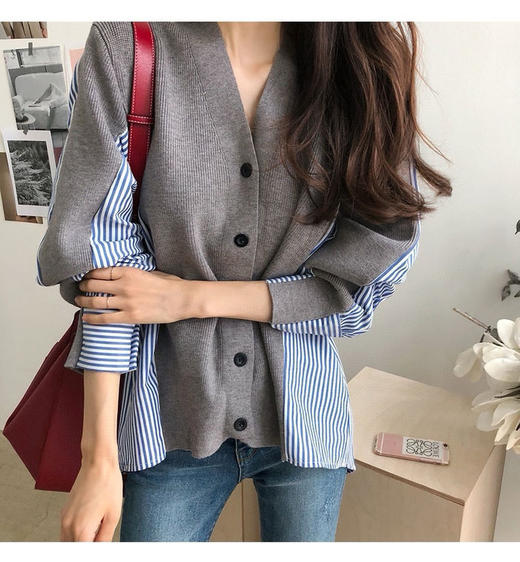 【家居百货】香港🇭🇰轻奢品牌Max Daex®拼条纹设计感毛衣！高品质 秋冬必备韩系撞色针织开衫！这款撞色拼接条纹的长袖针织开衫外套，简直是秋冬穿搭的救星！ 商品图10