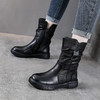 YR1988头层牛皮中筒马丁靴女秋冬新款棉靴平底中筒靴复古圆头骑士单靴子 商品缩略图2