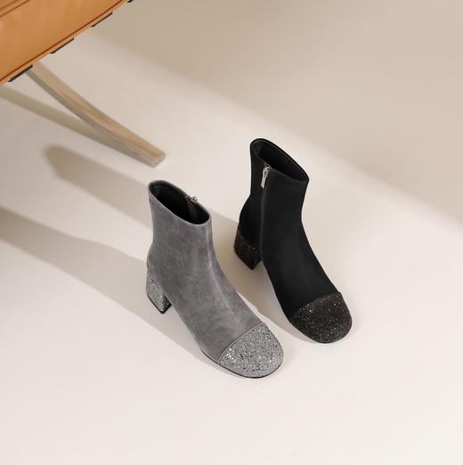 【云粉节】BF楼westory新款名媛小香风拼色亮片短靴 商品图2