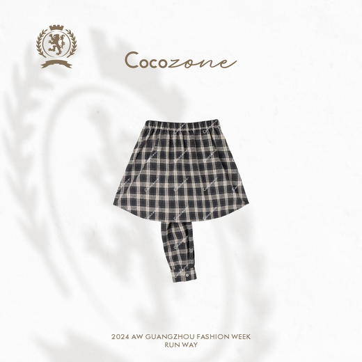 COCO ZONE 设计感格纹显瘦短裙松紧腰撞色半裙CC1C2289 商品图1