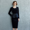 IWY/方领职业气质假两件连衣裙黑色秋季正装显瘦通勤裙子Q1208 商品缩略图3