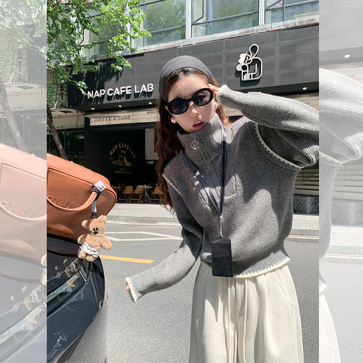 <曾小咸推荐>3.4现货秒杀 ！微信超特价！2色半拉链套头毛衣 日常139.99 立减50 秒杀89.99！！开叉休闲裤 秒杀89.99/件！！ 商品图3