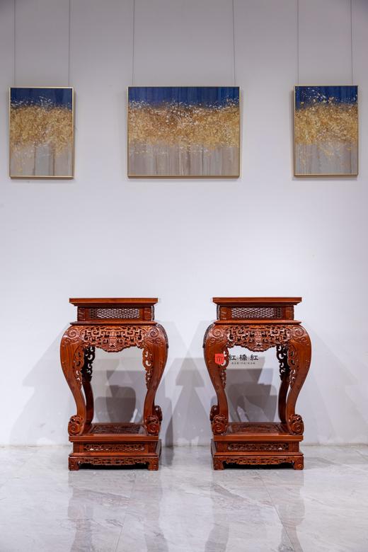 红桥红  家具严选  缅甸花梨（大果紫檀）【115仿乾隆团寿纹 清式大香几】 商品图0