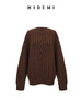 HIDEMI进口澳洲美利奴羊毛粗棒针绞花花针加厚款廓形宽松圆领套头大毛衣 鼠尾草灰绿|复古红棕 商品缩略图8